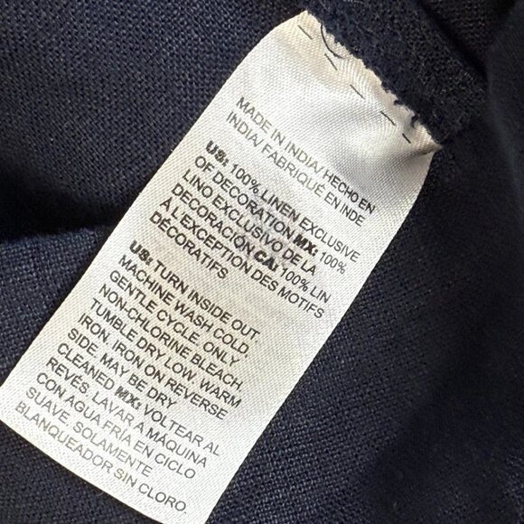 Chicos Dress Womens Sz 0 (4) Navy Blue 100% Linen Shift Sequin Bead Embroidered - Picture 9 of 9